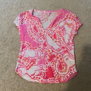 Like New Lilly Pulitzer Pink Printed Blouse